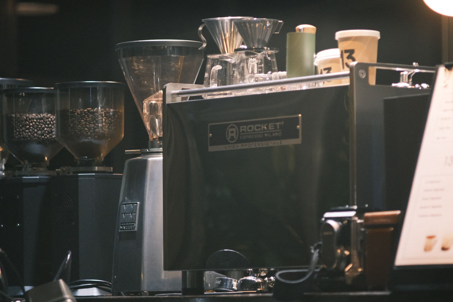 A professional espresso machine at a cozy cafe